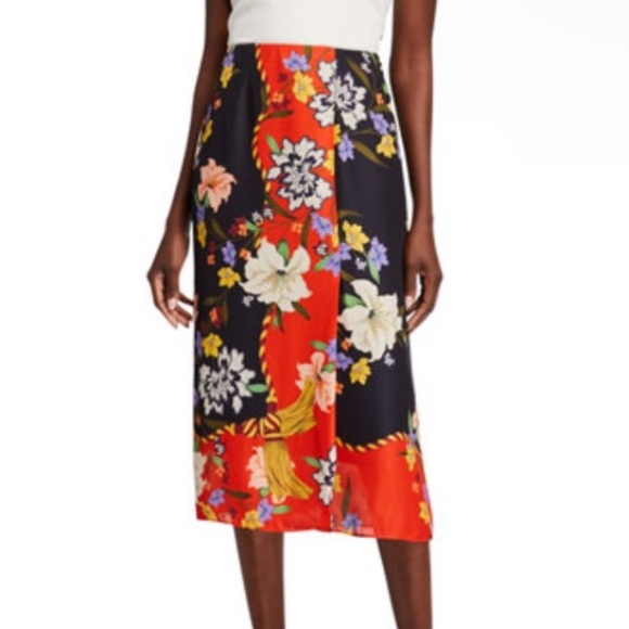 Kobi Halperin Floral Print Silk Midi Skirt
